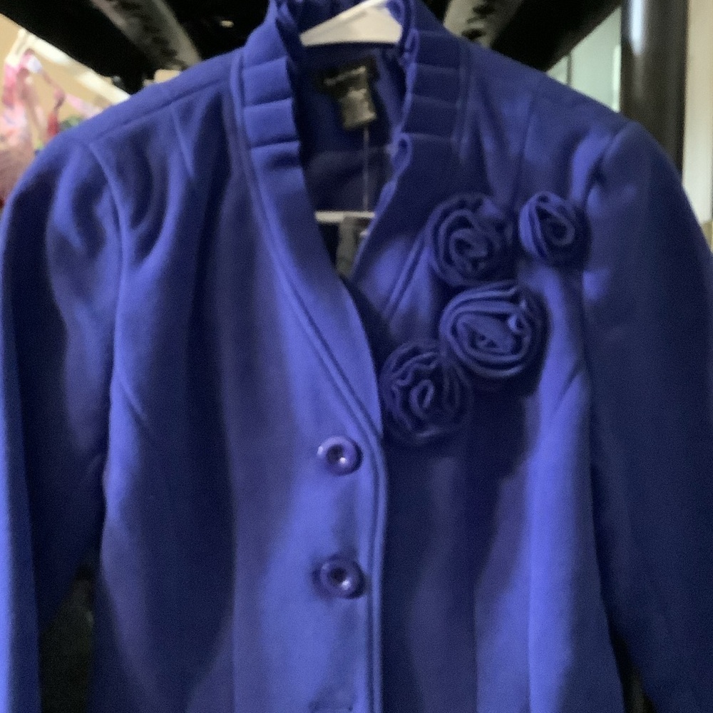 Chic Spence Royal Blue Women's Blazer with Floral Detail, new, medium